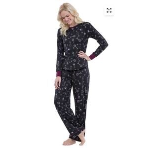 Pajamagram Sz M Wine Down Pajamas Top / Pants Sleep Set Soft Stretch Jersey Knit